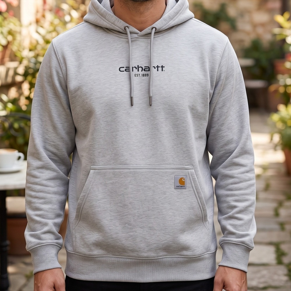 Carhartt Force Relaxed Fit Hoodie‎ Gray Embroidered Logo Sweatshirt M